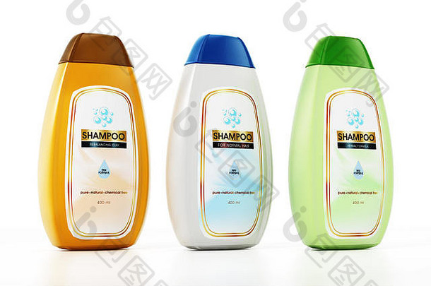 通用的洗发水瓶标签设计孤立的白色背景插图