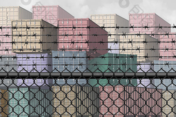 关闭经济障碍贸易经济限制栅栏限制进口出口商务全球交易业务行业