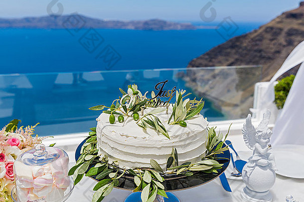 婚礼蛋糕花束花表格海希腊