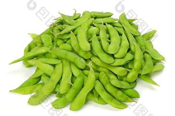 桩edamame白色表面绿色大豆豆荚生大豆豆子maodou甘氨酸马克斯Legume可食用的烹饪丰富的蛋白质源