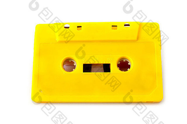 黄色的音频盒式磁带