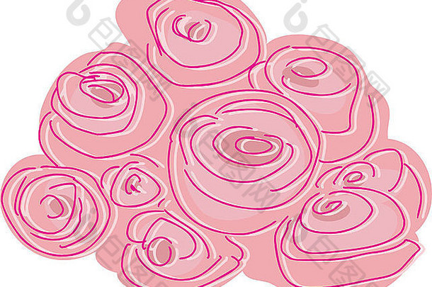 涂鸦插图包粉红色的玫瑰