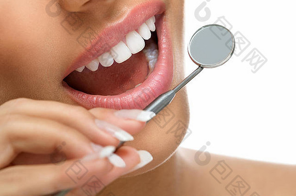 健康的微笑伟大的牙齿牙医镜子