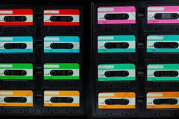 古董紧凑的盒式磁带磁带关闭集音频磁带
