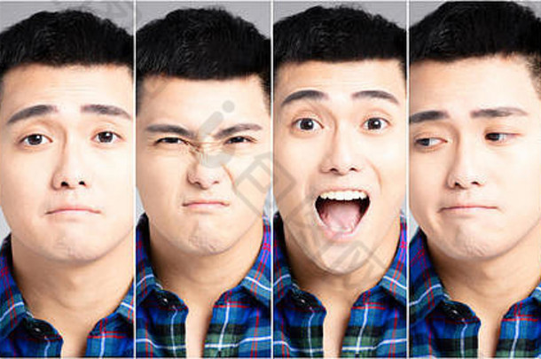 情感图片亚洲年轻的男人。