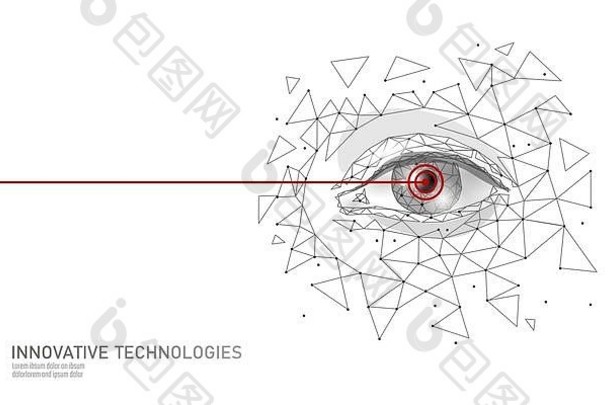 激光愿景修正医疗概念摘要人类虹膜现代操作手术技术低聚三角形多边形呈现形状
