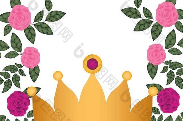 金皇冠玫瑰孤立的图标