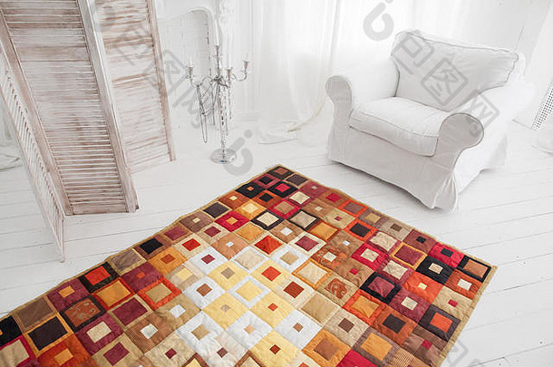 拼接而成被子部分拼接而成被子背景手工制作的色彩斑斓的毯子