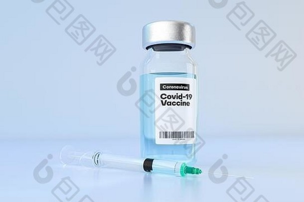 冠状病毒科维德疫苗瓶注射注射器插图