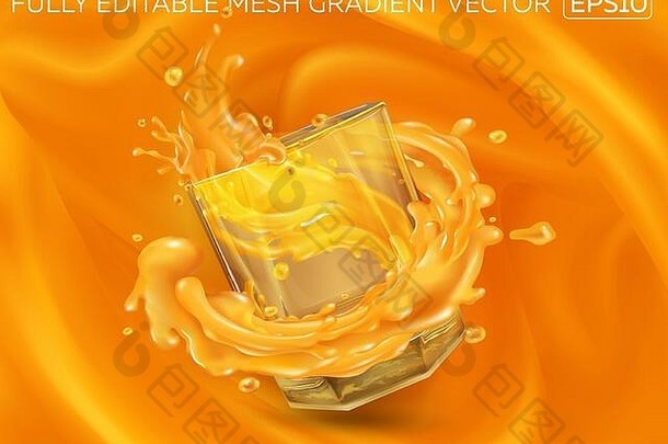溅汁玻璃橙色背景
