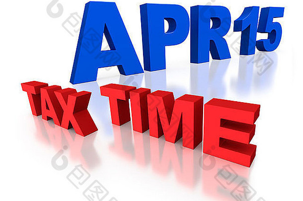 4月税时间国税局宣言蓝色的红色的块信白色背景