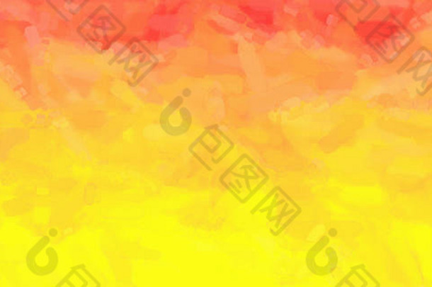 黄色的橙色红色的水彩梯度背景色彩斑斓的数字插图模拟真正的水彩纸纹理