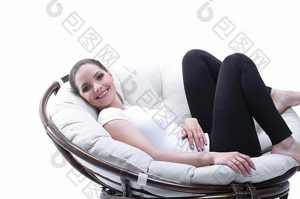 累了女人休息容易椅子使藤