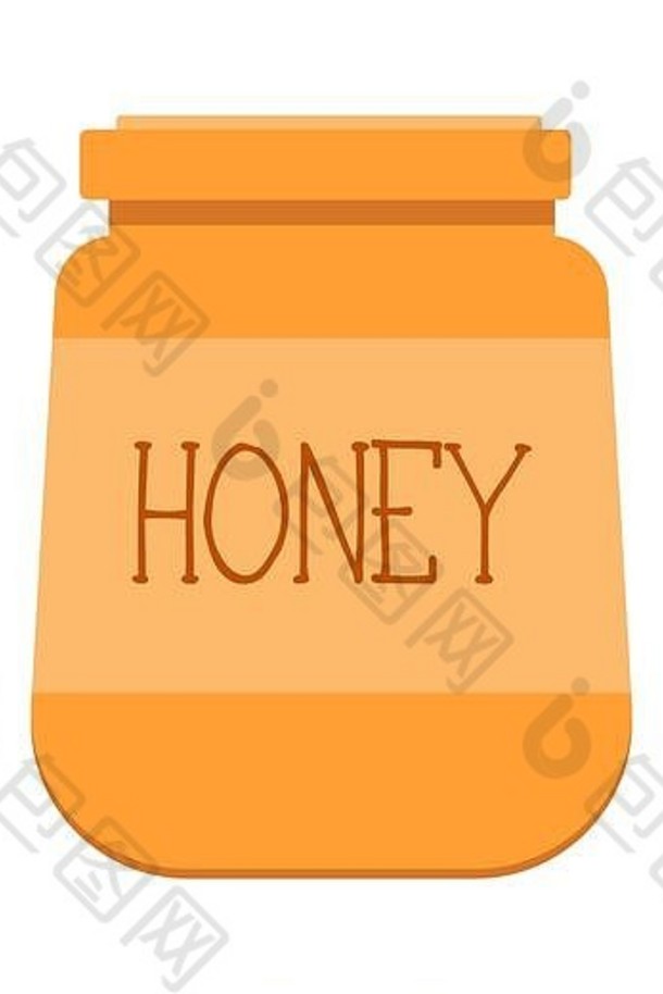 Jar蜂蜜自然产品使蜜蜂感冒美味的健康的甜点流感预防色彩斑斓的插图图标