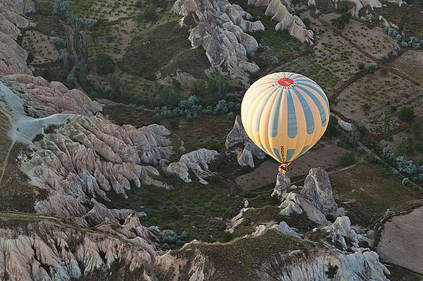 空中视图气球岩石形成火山地区goreme卡帕多西亚中央安纳托利亚火鸡