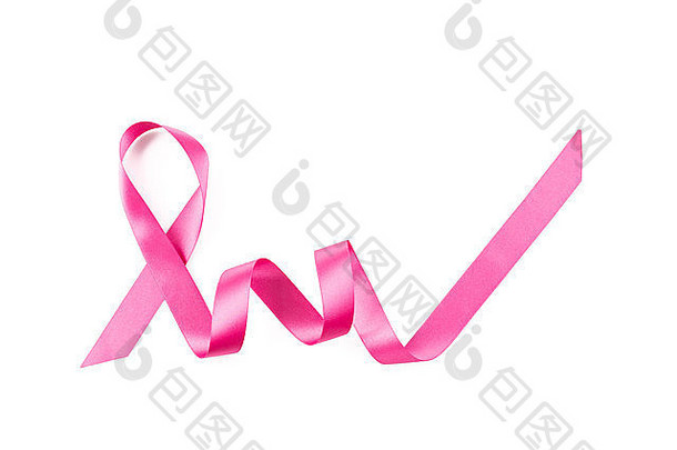 粉红色的乳房癌症丝带孤立的白色背景