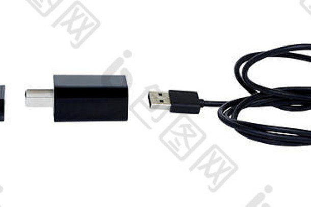 充电器聪明的电话黑色的电池充电器电缆孤立的白色背景技术小工具附件概念