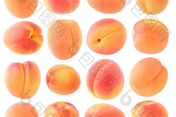 孤立的杏水果集合杏子孤立的白色背景剪裁路径