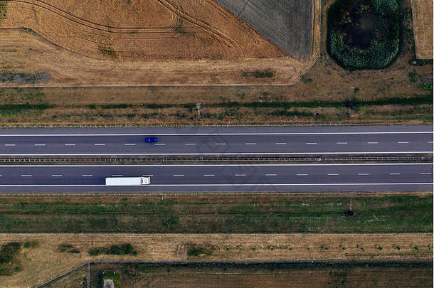 空中摄影日落高速公路波兰