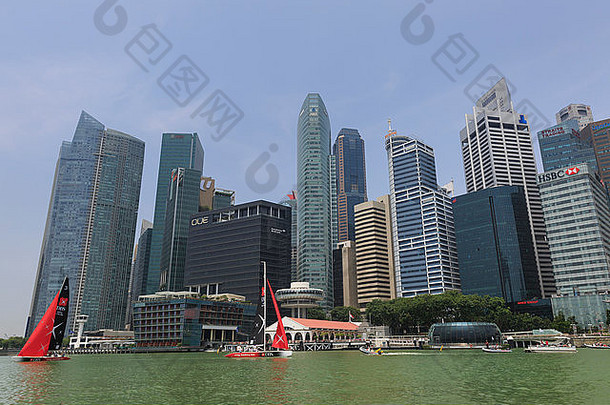 小航行赛船会需要的地方玛丽娜湾摩天大楼市中心核心新加坡高耸的