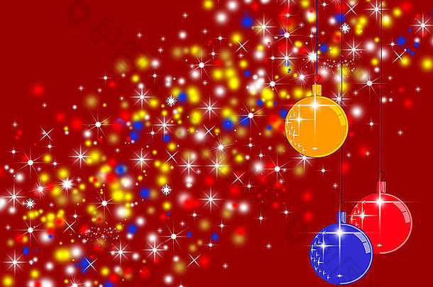 节日布满星星的灯背景圣诞节玩具