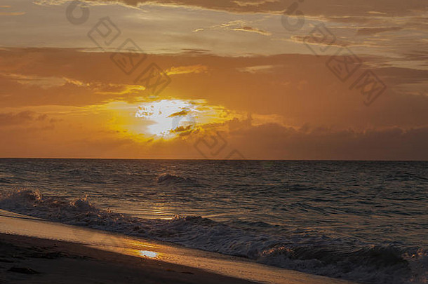 古巴海洋视图日落