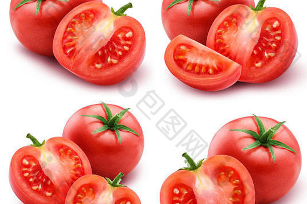 红色的番茄孤立的白色背景剪裁路径
