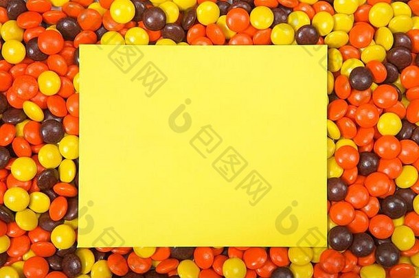 背景糖果涂层巧克力橙色黄色的黑暗棕色（的）万圣节颜色假期黄色的卡中间复制空间