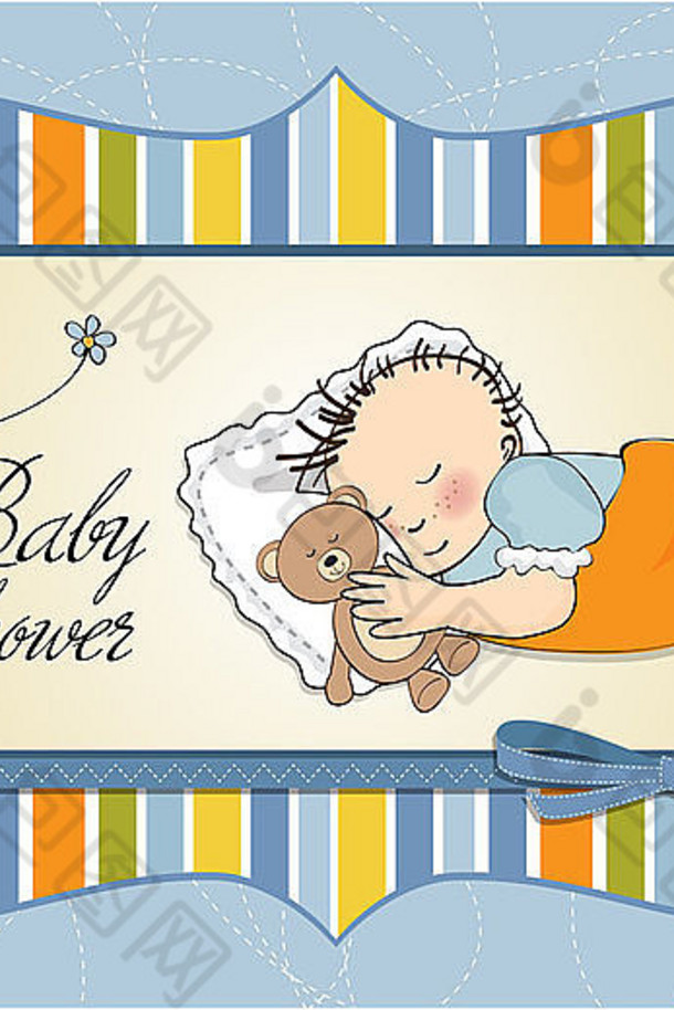 婴儿淋浴卡婴儿男孩睡眠泰迪熊玩具