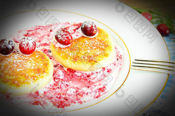 美味的健康的食物美味的芝士蛋糕小红莓