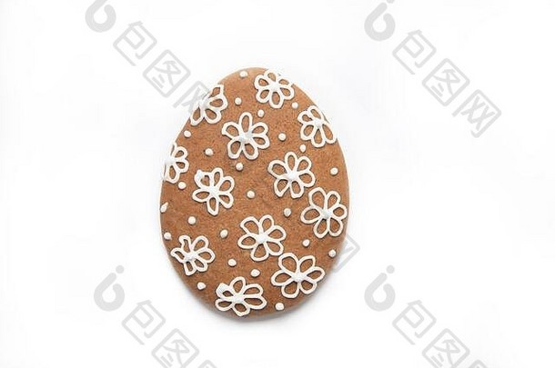 美丽的复活节饼干白色背景复活节饼干的地方文本复活节鸡蛋前视图隔离