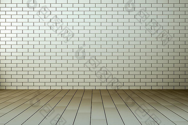 空清晰的房间木地板上brickwall