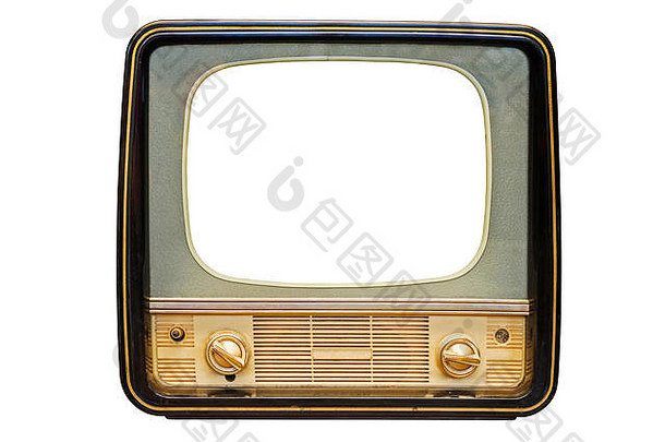 古董复古的电视孤立的白色背景孤立的白色背景