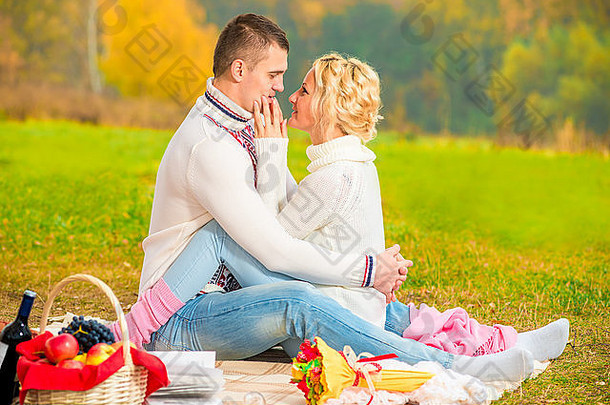 会议爱的夫妇公园野餐