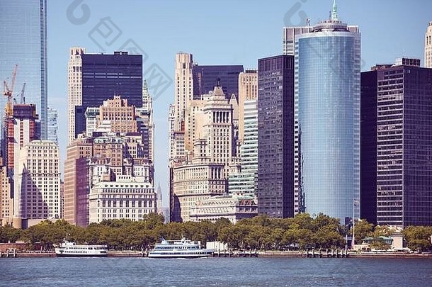 曼哈顿海滨多样化的体系结构颜<strong>色爽</strong>肤水应用纽约城市美国