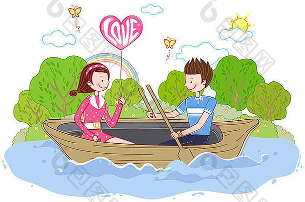 夫妇划船船