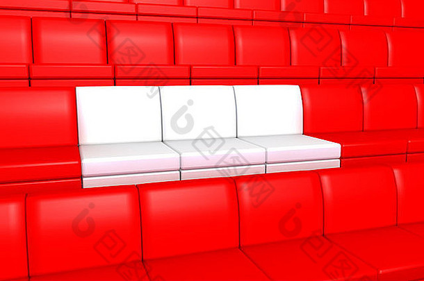 红色的座位独家白色座位