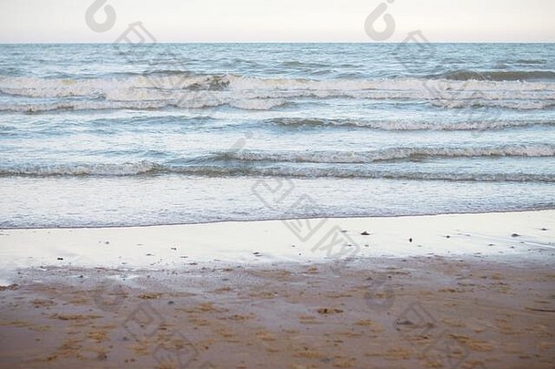 沙子海滩波海日落