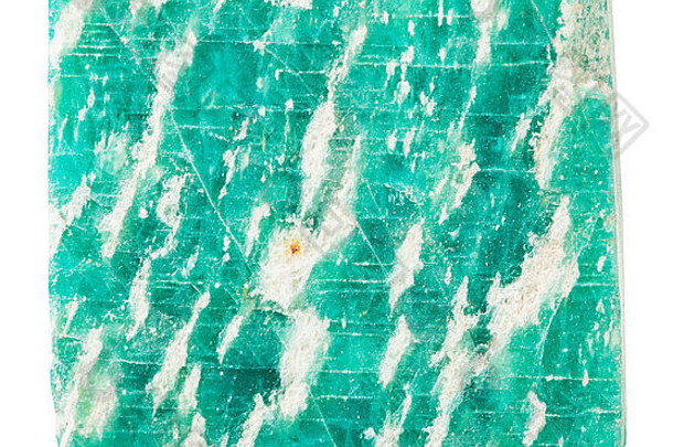 宏拍摄集合自然岩石绿色天河石矿物石头孤立的白色背景