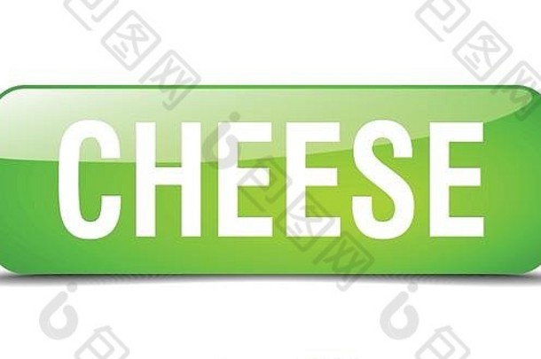 奶酪绿色广场现实的孤立的网络按钮