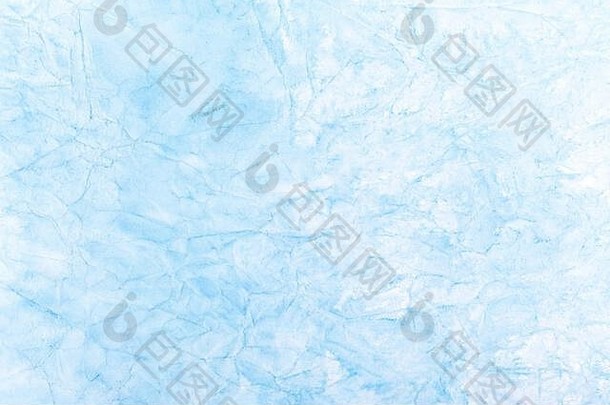 简单的光蓝色的摘要背景纹理蓝色的冰冬天冷表面有皱纹的皱巴巴的纸裂缝不均匀结构艺术背景