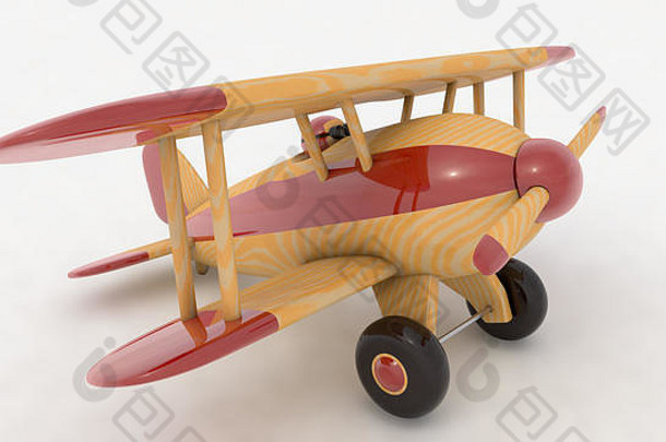 木玩具飞机渲染