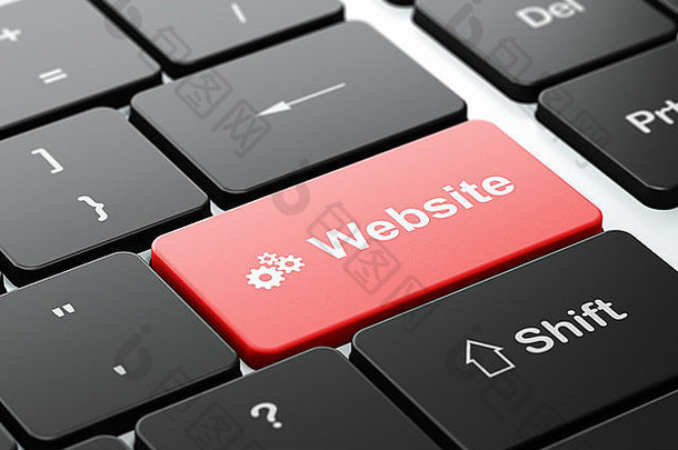 网络发展概念齿轮网站电脑键盘背景