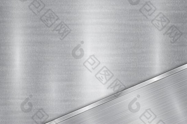 背景银灰色的颜色组成闪亮的金属表面抛光板位于对角金属纹理的目光
