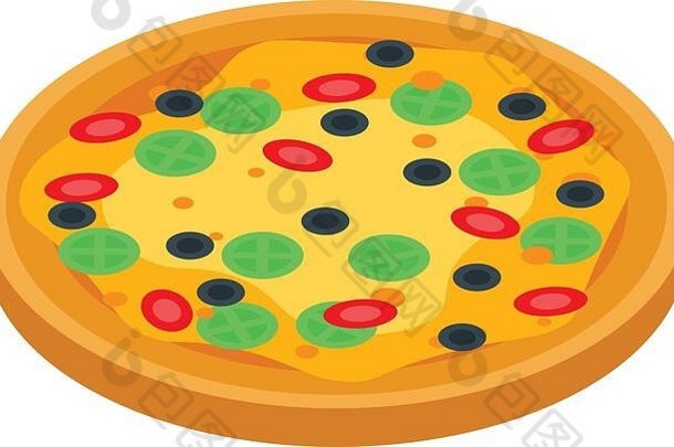 意大利披萨图标等角风格