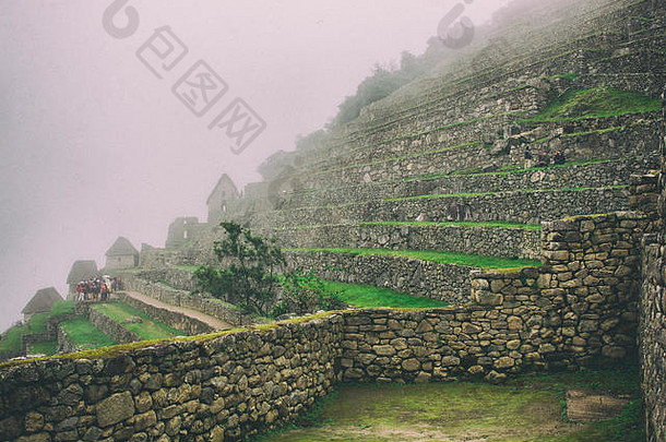 历史废墟“马丘比丘比丘失去了城市自然农业梯田雾秘鲁南美国人