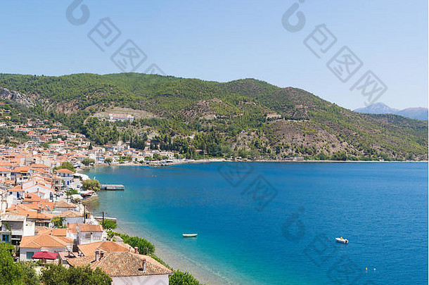 利姆尼村埃维厄岛希腊全景视图