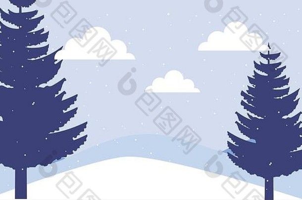冬天森林景观场景图标