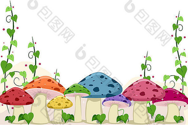 背景插图特色蘑菇