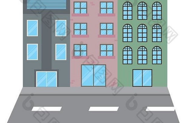 城市建筑咻窗口街城市